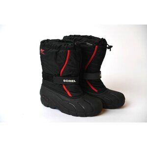 SOREL Youth Boys Sz 4 Snow Boots Black Waterproof Insulated